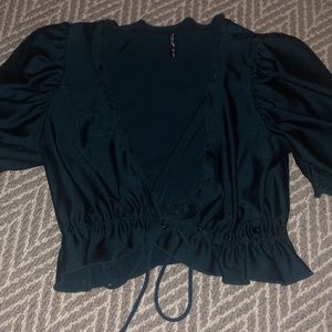 Dark green silk crop top